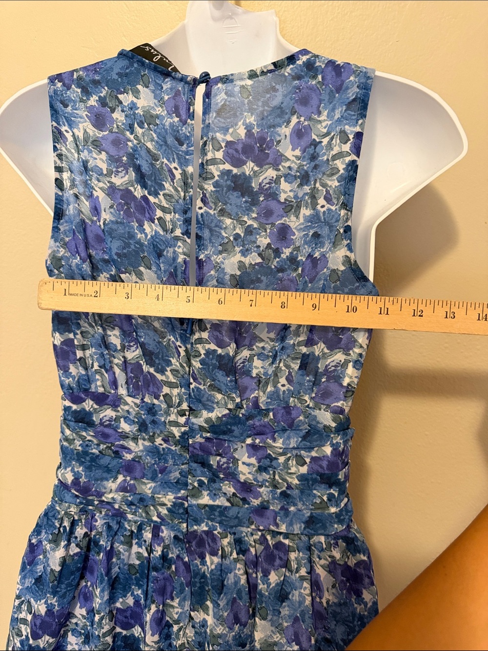 Lulu's Blue and White Floral V-Neck Tiered Dress - Picture 4 of 4